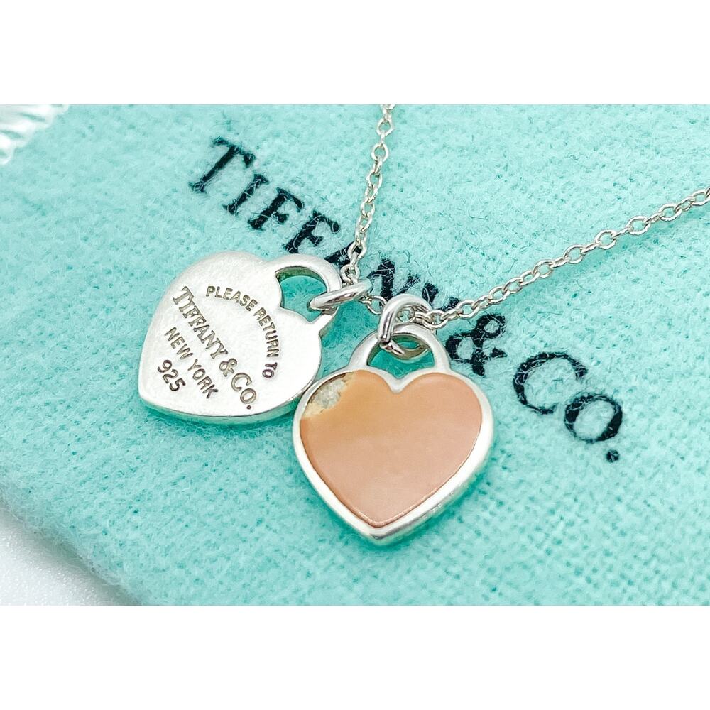 DAMAGED Tiffany & Co. Return To Tiffany Mini Pink Double Heart Necklace 16"